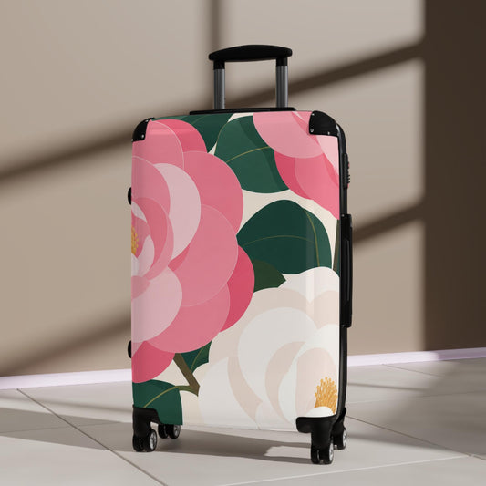 Flat Camellia Suitcase | Personalized Hard Shell Luggage