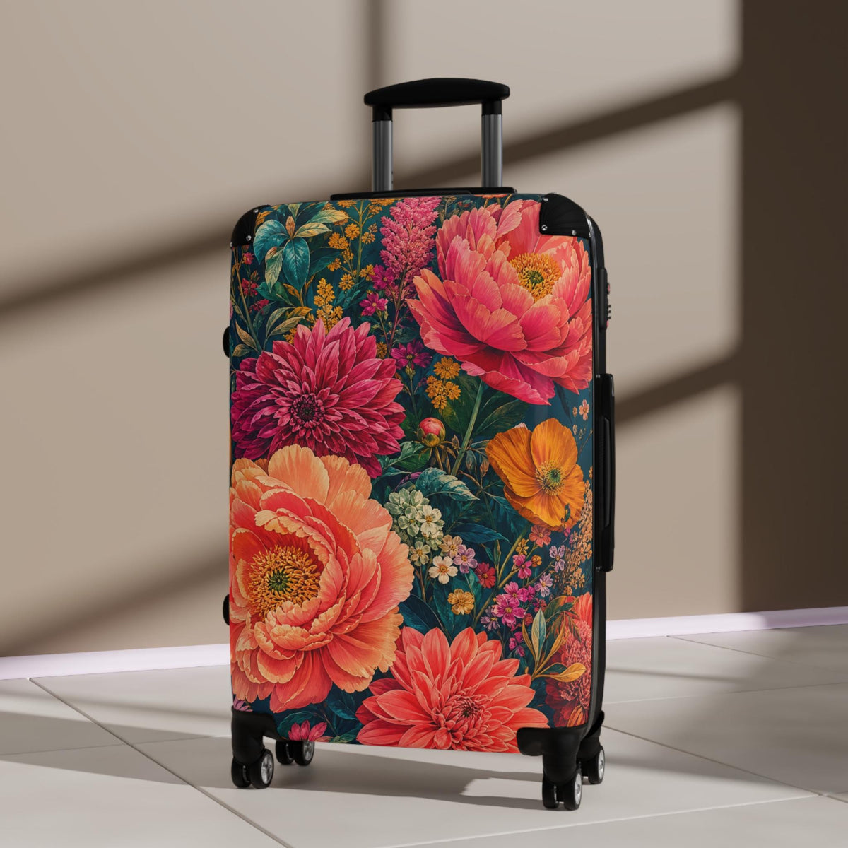 Bold Maximalist Floral Gallery Print Suitcase | Personalized Hard Shell Luggage