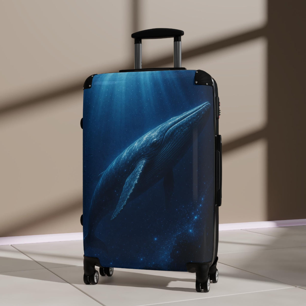 Blue Whale In Deep Ocean Suitcase | Personalized Hard Shell Luggage