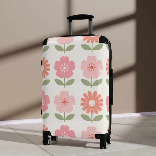 Blossom Grid Suitcase | Personalized Hard Shell Luggage