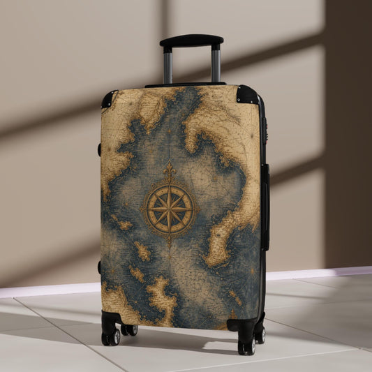 Antique Nautical Sea Chart Suitcase | Personalized Hard Shell Luggage