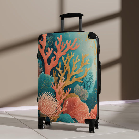 Abstract Coral Reef Suitcase | Personalized Hard Shell Luggage