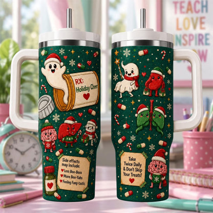 Personalized Pharmacy Tumbler 40oz, Custom Medicine Christmas Cup, Pharmacist Holiday Tumbler, Pharmacy Christmas Gift