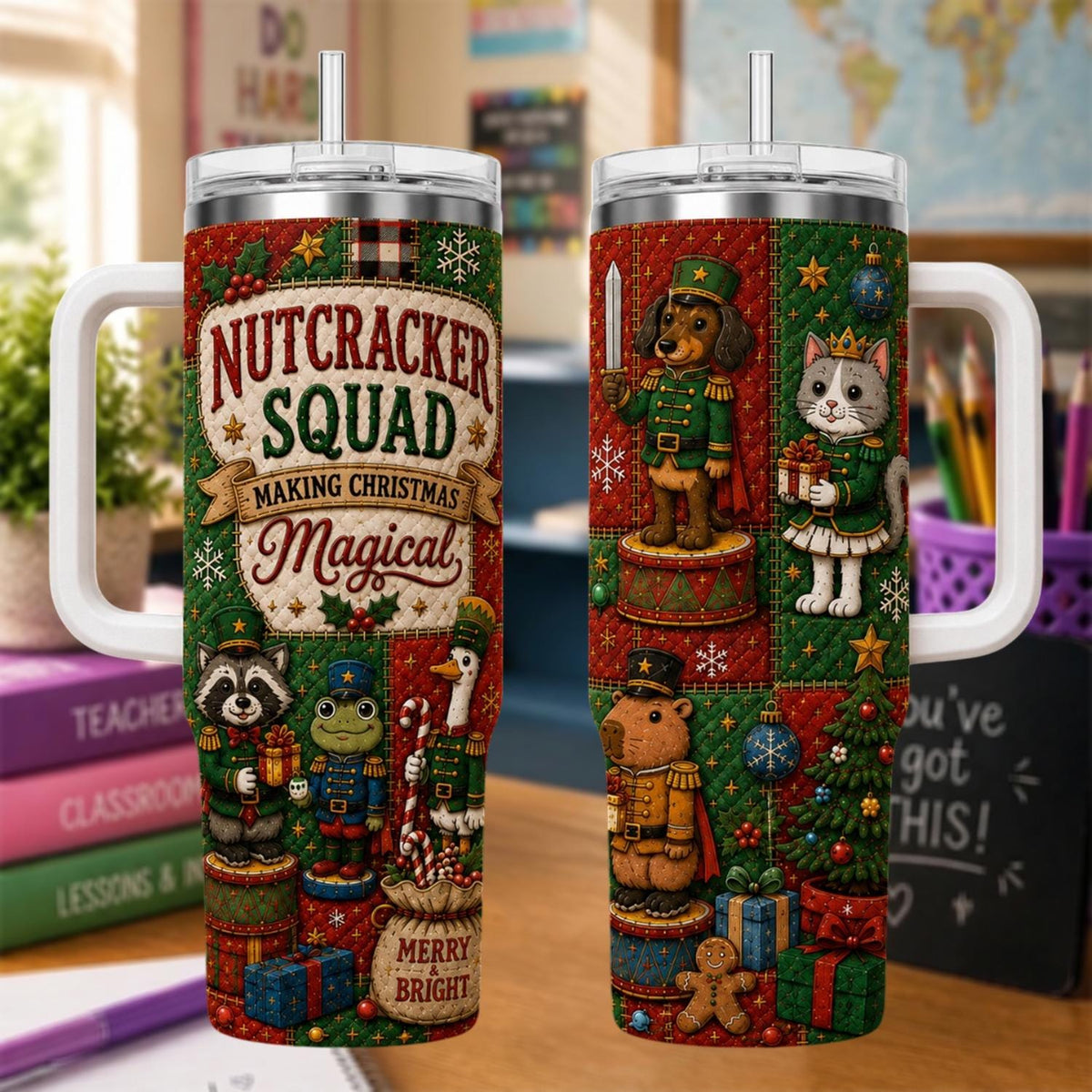 Personalized Nutcracker Tumbler 40oz, Custom Name Christmas Cup, Nutcracker Squad Holiday Tumbler, Christmas Gift For Her