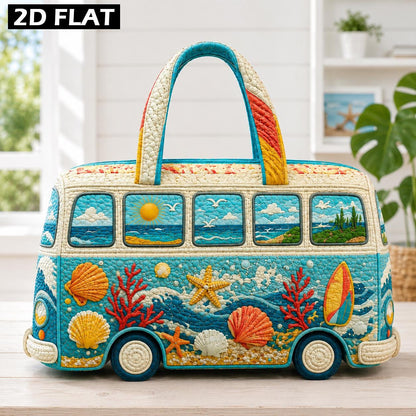Beach Camper Van Tote Bag, Coastal Summer Travel Bag, Ocean Lover Gift, Retro Surf Van Carryall, Seaside Vacation Gift 2026, Personalized
