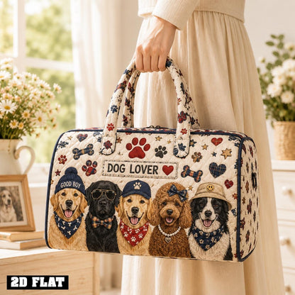 Personalized Dog Lover Travel Bag, Quilted Pet Tote, Dog Mom Gift, Pet Lover Bag, Puppy Gift, Custom Name, Gift 2026, Animal Lover Gift