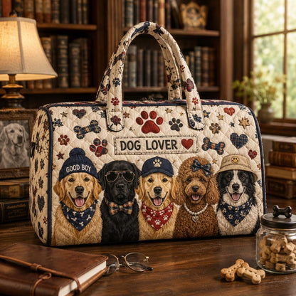Personalized Dog Lover Travel Bag, Quilted Pet Tote, Dog Mom Gift, Pet Lover Bag, Puppy Gift, Custom Name, Gift 2026, Animal Lover Gift