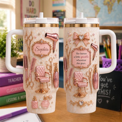 Personalized Hair Stylist Tumbler 40oz, Custom Name Tumbler, Cosmetologist Gift, Beauty Salon Tumbler, Stylist Appreciation Gift