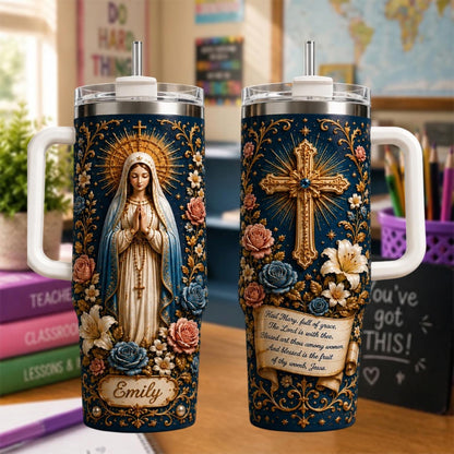 Personalized Catholic Tumbler 40oz, Virgin Mary Tumbler, Catholic Gift, Christian Prayer Cup, Religious Gift For Women