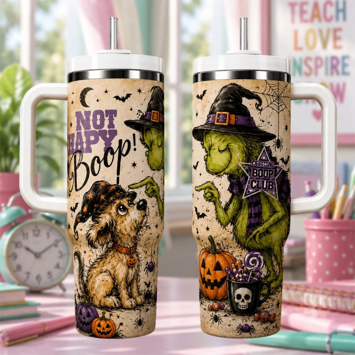 Personalized Halloween Tumbler 40oz, Funny Boop Halloween Cup, Spooky Witch Gift, Halloween Gift For Her