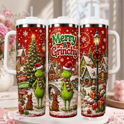 Personalized Christmas Tumbler 40oz, Custom Grinc Name Cup, Merry Grinchy Tumbler, Grinchmas Christmas Gift