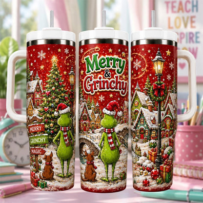 Personalized Christmas Tumbler 40oz, Custom Grinc Name Cup, Merry Grinchy Tumbler, Grinchmas Christmas Gift