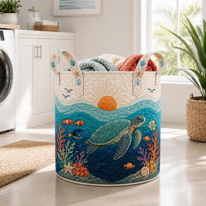 Personalized Ocean Turtle Basket, Coastal Nursery Storage Bin, Sea Life Baby Room Decor, Custom Name Beach Gift, Underwater Animal Gift 2026