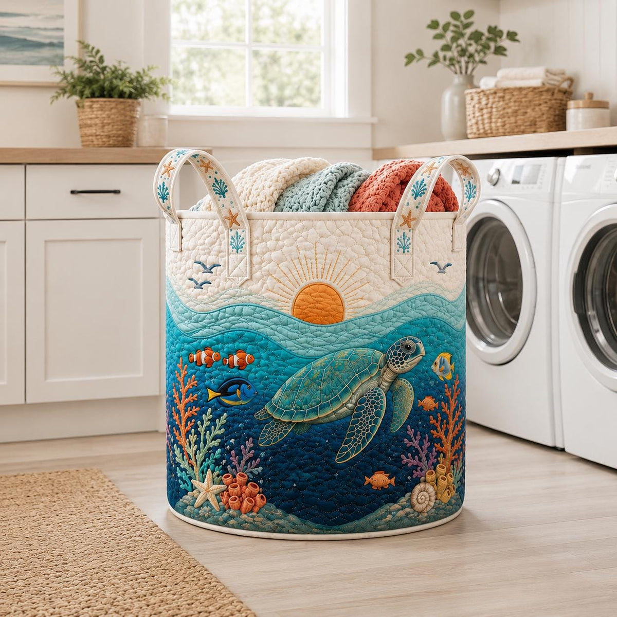 Personalized Ocean Turtle Basket, Coastal Nursery Storage Bin, Sea Life Baby Room Decor, Custom Name Beach Gift, Underwater Animal Gift 2026