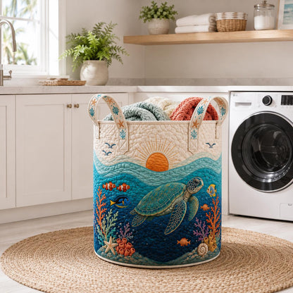 Personalized Ocean Turtle Basket, Coastal Nursery Storage Bin, Sea Life Baby Room Decor, Custom Name Beach Gift, Underwater Animal Gift 2026