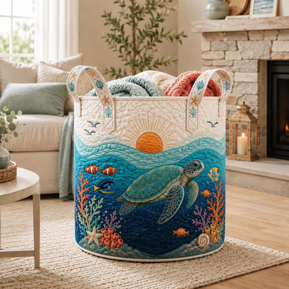 Personalized Ocean Turtle Basket, Coastal Nursery Storage Bin, Sea Life Baby Room Decor, Custom Name Beach Gift, Underwater Animal Gift 2026