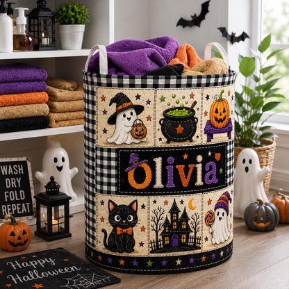 Personalized Halloween Laundry Basket, Custom Name Trick Or Treat, Ghost Pumpkin Cat Decor, Candy Holder, Fall Party Accent, Gift 2026