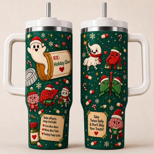 Personalized Pharmacy Tumbler 40oz, Custom Medicine Christmas Cup, Pharmacist Holiday Tumbler, Pharmacy Christmas Gift