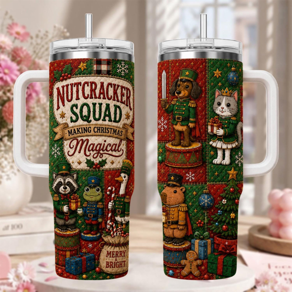 Personalized Nutcracker Tumbler 40oz, Custom Name Christmas Cup, Nutcracker Squad Holiday Tumbler, Christmas Gift For Her