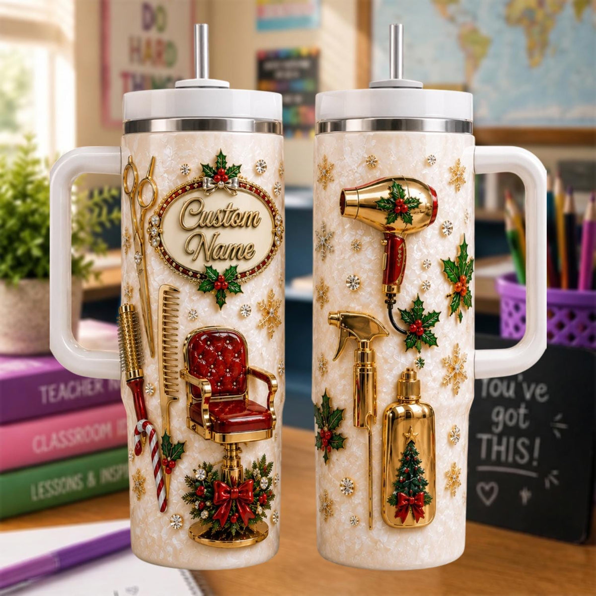 Personalized Hairstylist Tumbler 40oz, Hairdresser Christmas Tumbler, Beauty Salon Gift, Stylist Gift