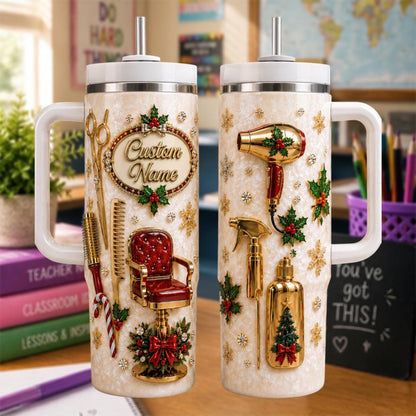 Personalized Hairstylist Tumbler 40oz, Hairdresser Christmas Tumbler, Beauty Salon Gift, Stylist Gift