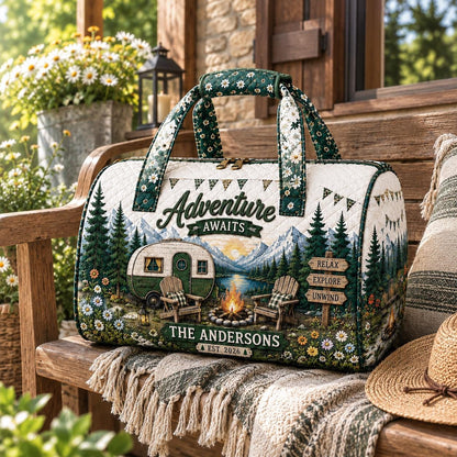 Personalized Camping Duffel Bag, Adventure Travel Weekender, Mountain Lake Outdoor Bag, Family Name Luggage, Nature Lover Gift, Gift 2026