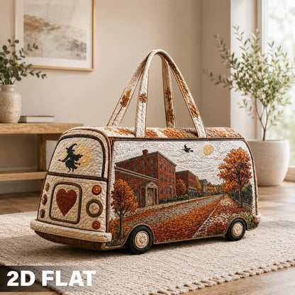 Autumn Town Travel Bag, Quilted Fall Weekender Duffel, Scenic Pumpkin Carryall, Cozy Road Trip Gift 2026, Personalized Overnight Bag, Decor