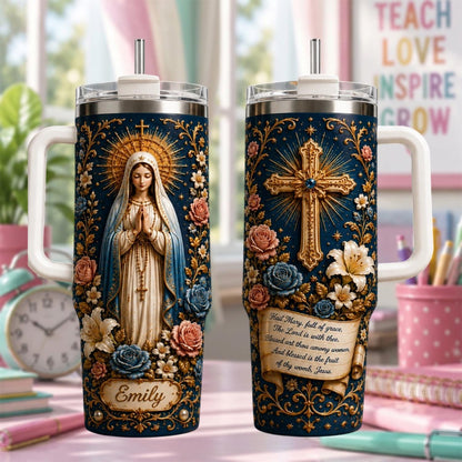 Personalized Catholic Tumbler 40oz, Virgin Mary Tumbler, Catholic Gift, Christian Prayer Cup, Religious Gift For Women