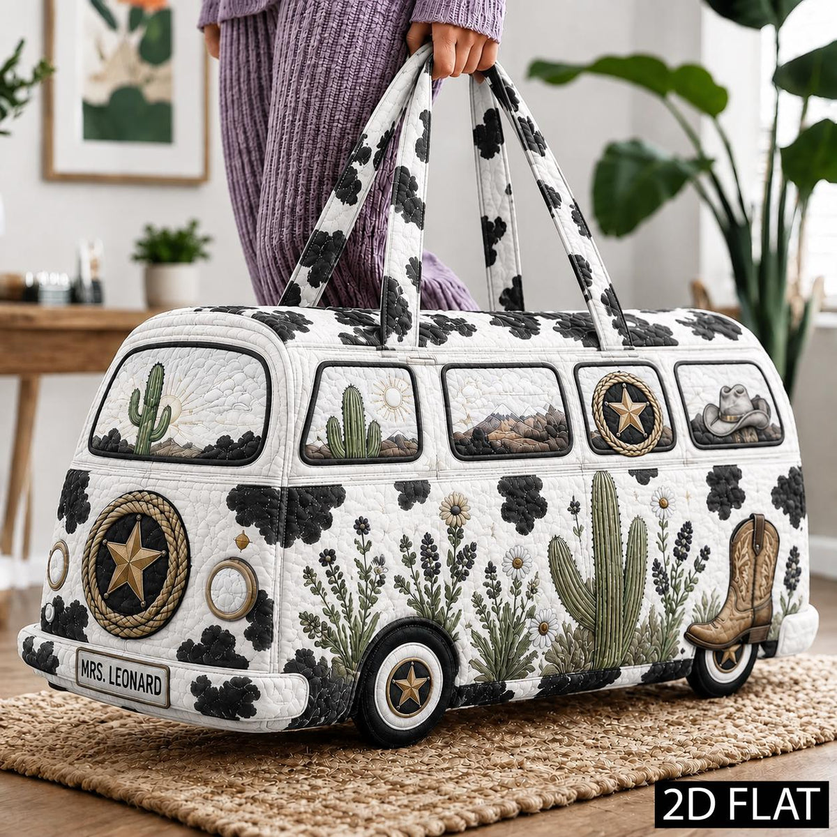 Western Cowgirl Camper Duffel, Cactus Travel Bag, Rodeo Road Trip Gift, Quilted Horse Trailer Bag, Ranch Lover Present, Travel Gift 2026