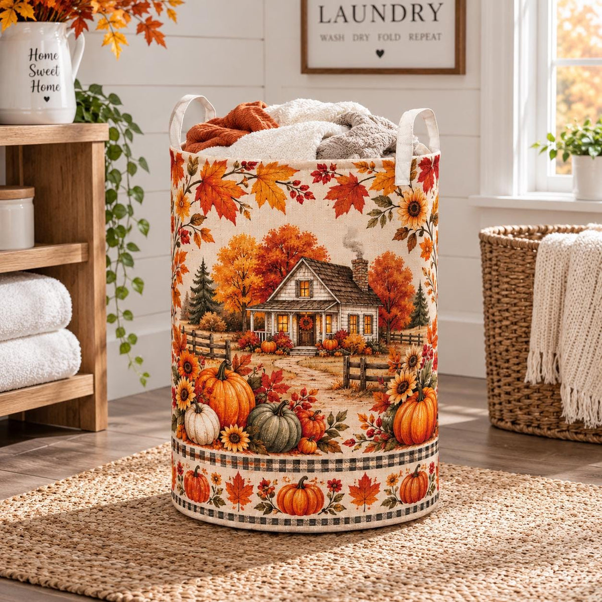 Fall Laundry Hamper Laundry Basket, Pumpkin Cottage, Autumn Home, Rustic Storage, Harvest Gift For Her, Laundry Room Accent, Gift 2026