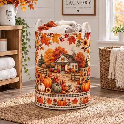 Fall Laundry Hamper Laundry Basket, Pumpkin Cottage, Autumn Home, Rustic Storage, Harvest Gift For Her, Laundry Room Accent, Gift 2026