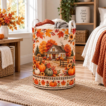 Fall Laundry Hamper Laundry Basket, Pumpkin Cottage, Autumn Home, Rustic Storage, Harvest Gift For Her, Laundry Room Accent, Gift 2026