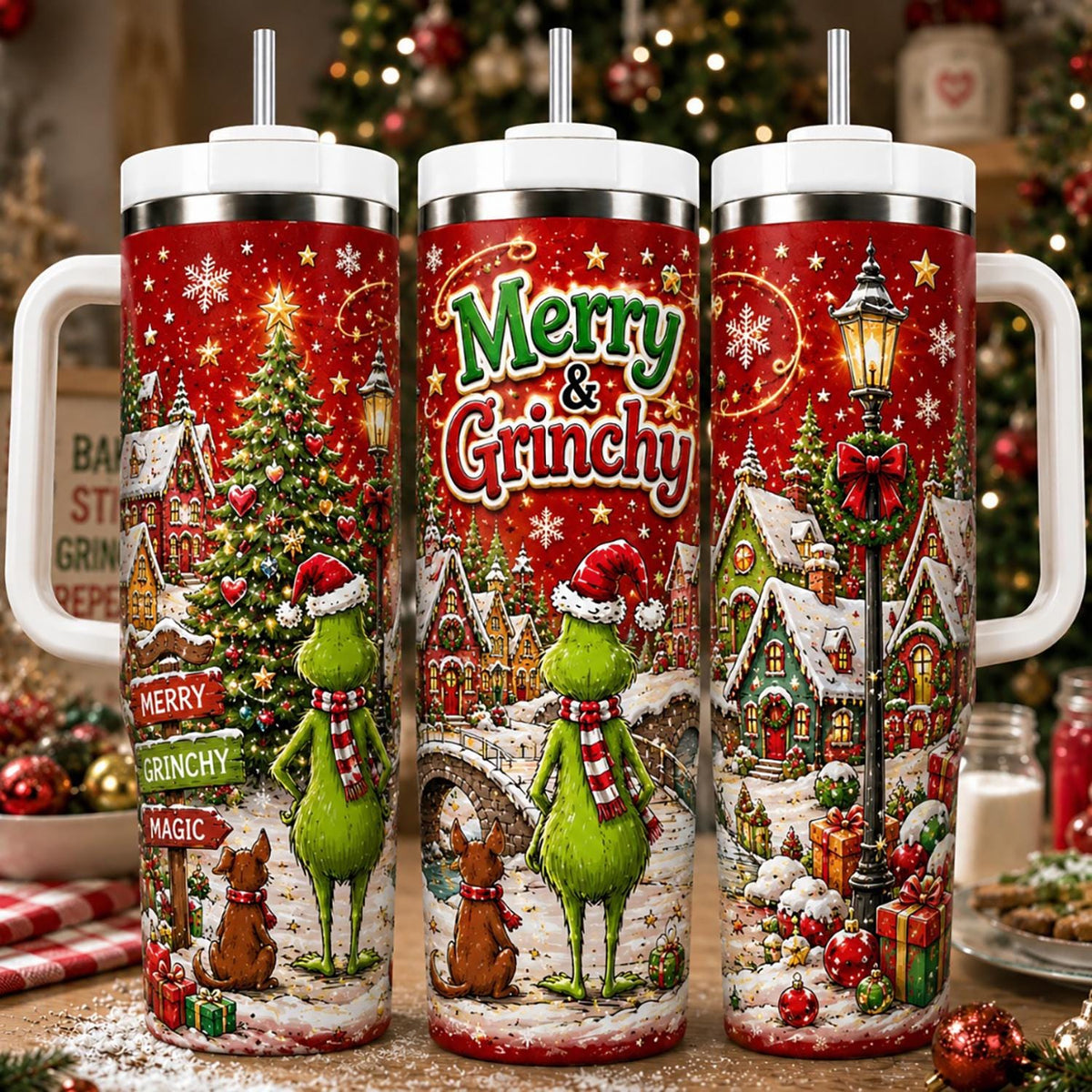 Personalized Christmas Tumbler 40oz, Custom Grinc Name Cup, Merry Grinchy Tumbler, Grinchmas Christmas Gift