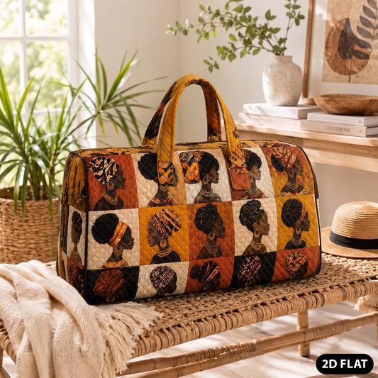 Afrocentric Travel Bag, African Queen Duffle, Black Woman Quilt Bag, Personalized Weekender, Boho Luggage, Gift 2026, Birthday Present Gift