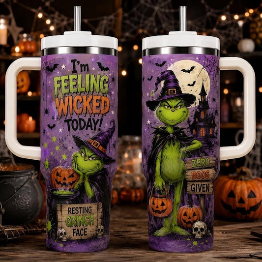 Personalized Grin Tumbler 40oz, Custom Name Halloween Tumbler, Wicked Grin Cup, Funny Halloween Gift, Grin Lover Gift