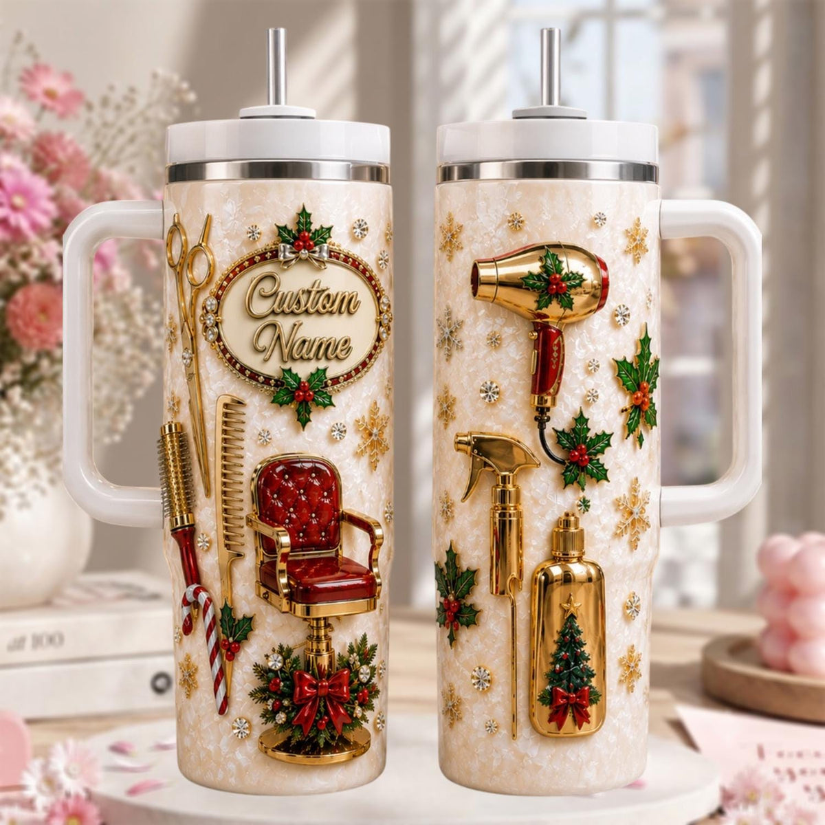 Personalized Hairstylist Tumbler 40oz, Hairdresser Christmas Tumbler, Beauty Salon Gift, Stylist Gift