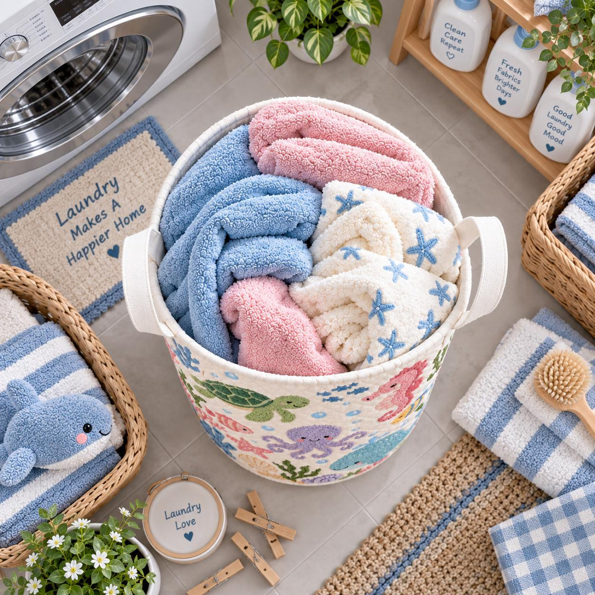 Personalized Ocean Baby Laundry Basket, Sea Turtle Octopus Nursery Decor,  Coastal Baby Shower Keepsake, Nursery Baby Gift 2026