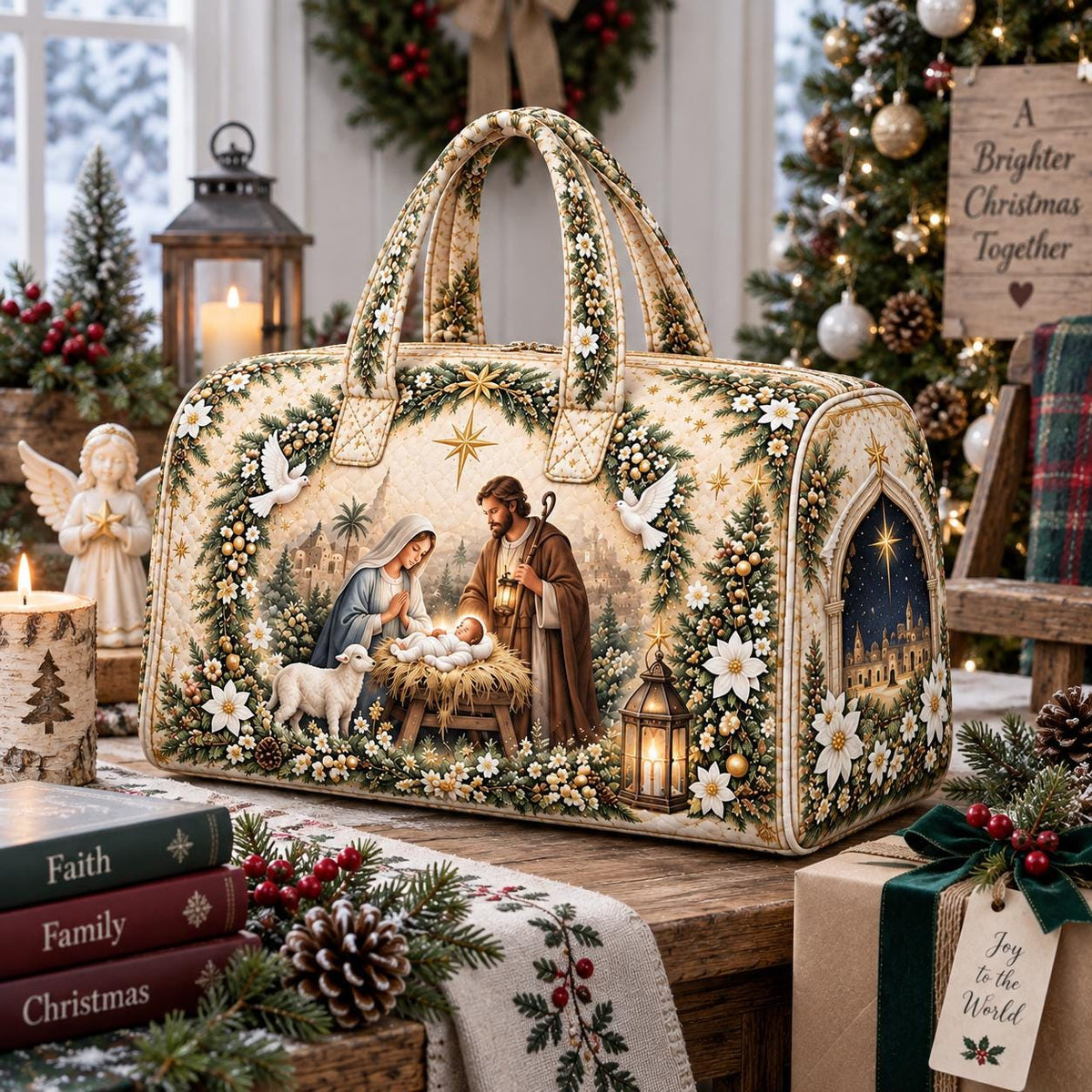 Personalized Nativity Christmas Travel Bag, Religious Duffle Bag, Custom Name Carryall, Christian Holiday Gift, Faith Family Bag, Gift 2026