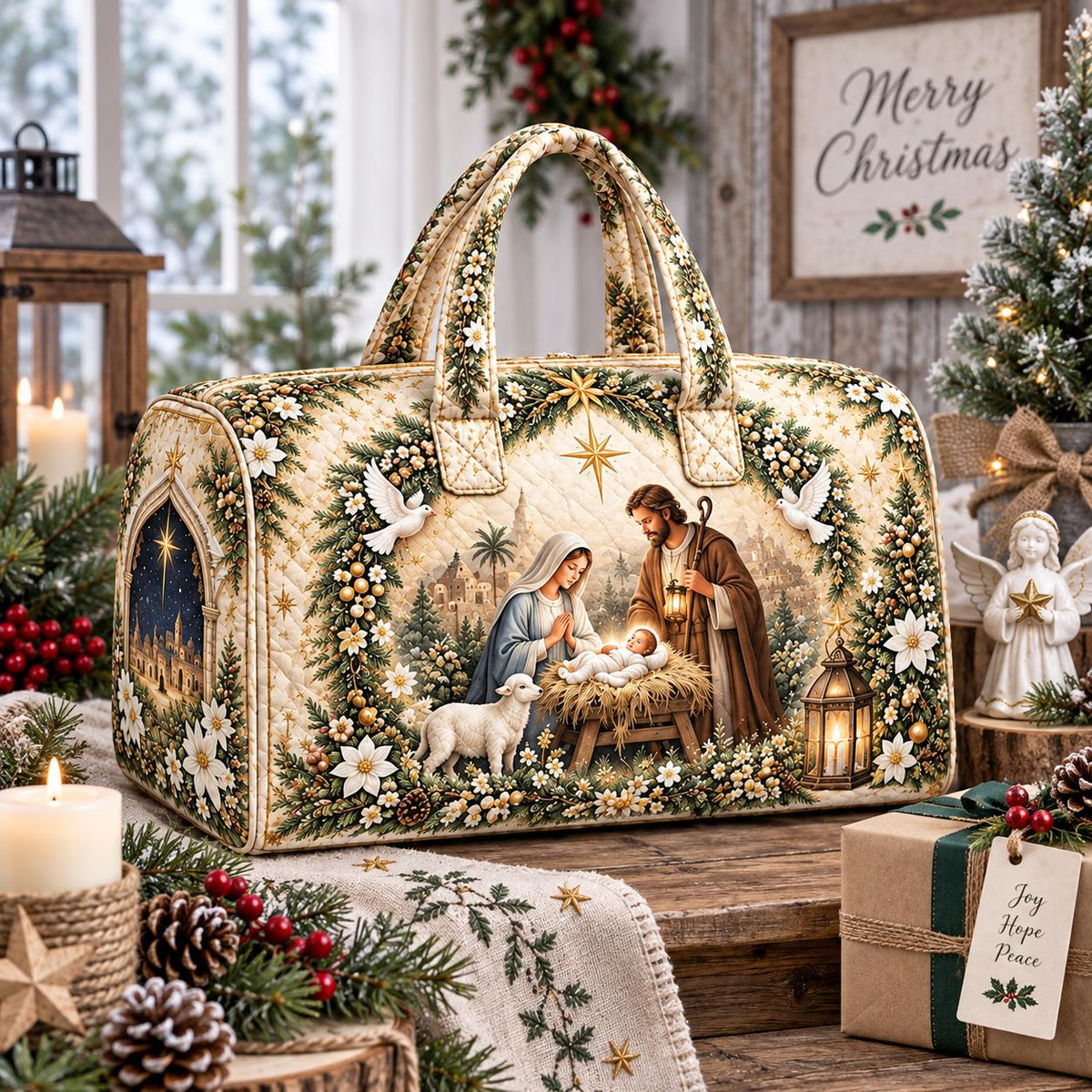 Personalized Nativity Christmas Travel Bag, Religious Duffle Bag, Custom Name Carryall, Christian Holiday Gift, Faith Family Bag, Gift 2026
