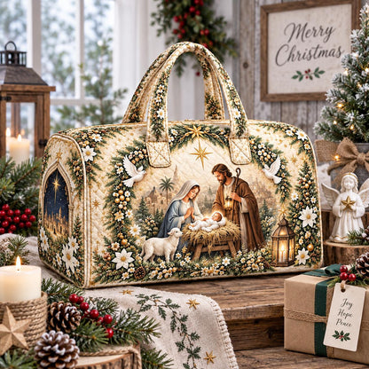 Personalized Nativity Christmas Travel Bag, Religious Duffle Bag, Custom Name Carryall, Christian Holiday Gift, Faith Family Bag, Gift 2026