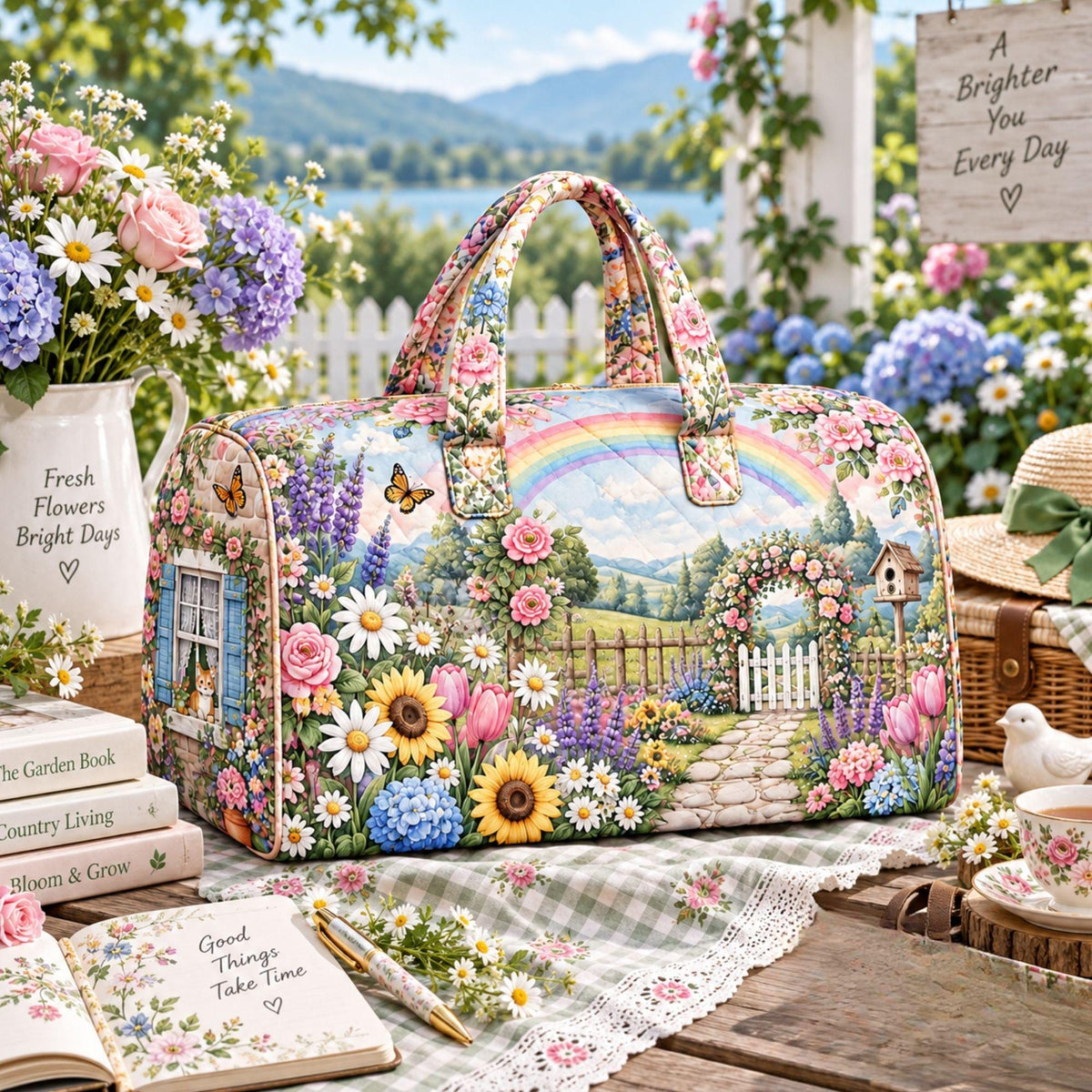 Personalized Horse Floral Travel Bag, Equestrian Duffle Bag, Custom Name Carryall, Garden Horse Lover, Country Travel Bag, Gift 2026
