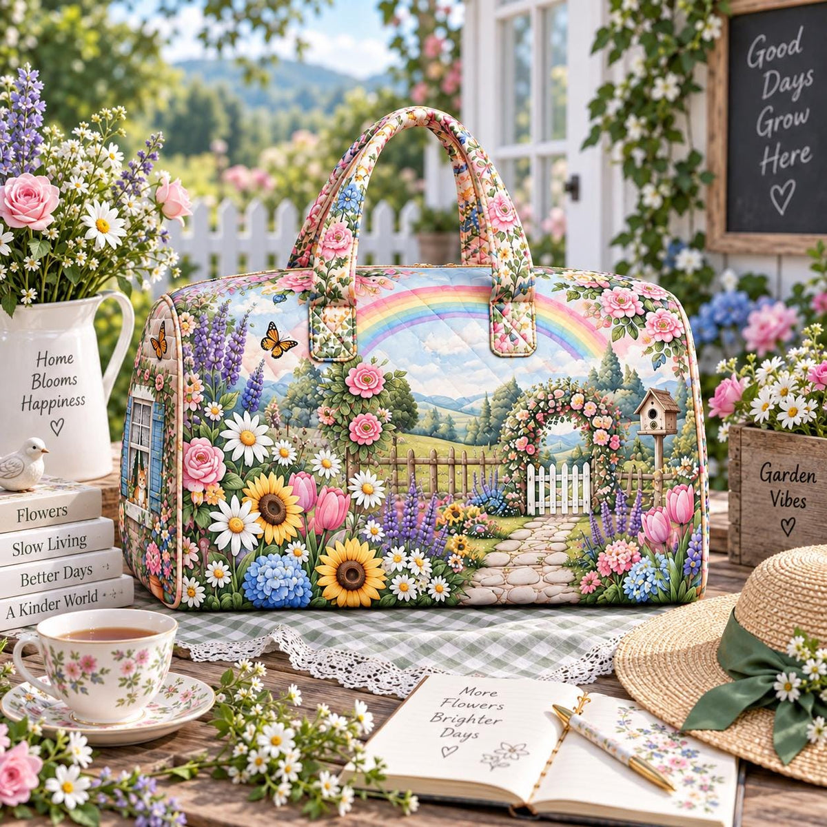 Personalized Horse Floral Travel Bag, Equestrian Duffle Bag, Custom Name Carryall, Garden Horse Lover, Country Travel Bag, Gift 2026