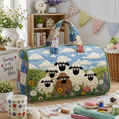 Sheep Quilted Travel Bag, Farm Animal Sewing Project Bag, Patchwork Carryall For Crafters, Country Craft Room Tote Bag For Her, Gift 2026