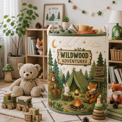 Personalized Woodland Laundry Basket, Camping Nursery Organizer, Forest Animal Toy Bin, Rustic Kids Room Decor, Custom Name Decor, Gift 2026