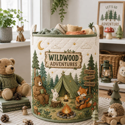 Personalized Woodland Laundry Basket, Camping Nursery Organizer, Forest Animal Toy Bin, Rustic Kids Room Decor, Custom Name Decor, Gift 2026