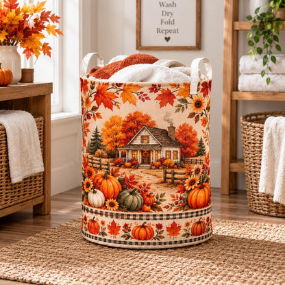 Fall Laundry Hamper Laundry Basket, Pumpkin Cottage, Autumn Home, Rustic Storage, Harvest Gift For Her, Laundry Room Accent, Gift 2026