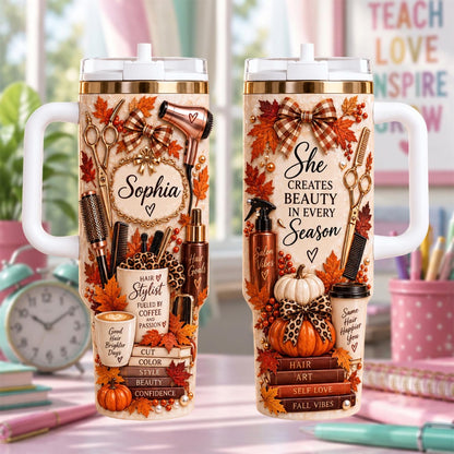 Personalized Hair Stylist Tumbler 40oz, Custom Name Hairdresser Tumbler, Hairstylist Gift, Salon Christmas Gift