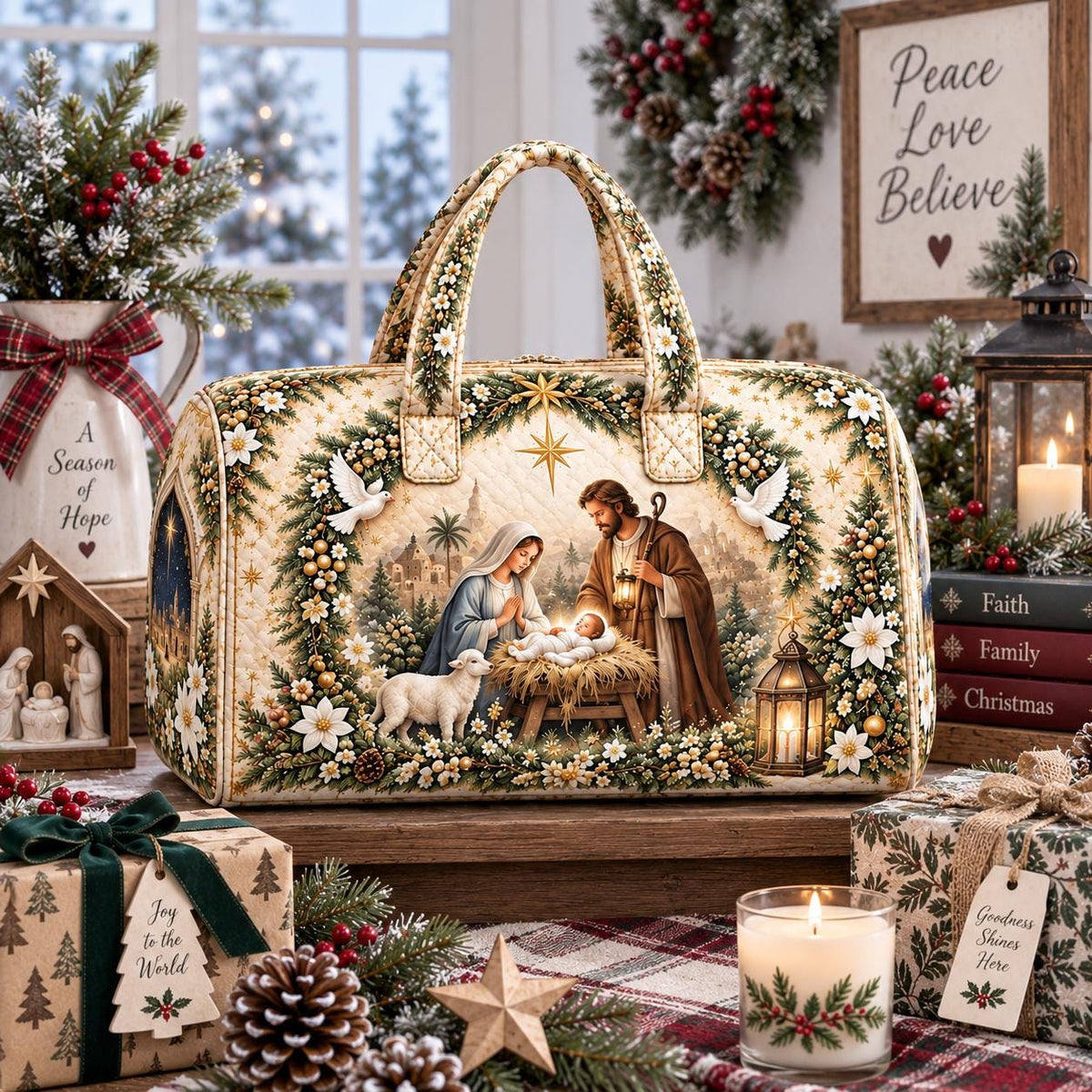 Personalized Nativity Christmas Travel Bag, Religious Duffle Bag, Custom Name Carryall, Christian Holiday Gift, Faith Family Bag, Gift 2026