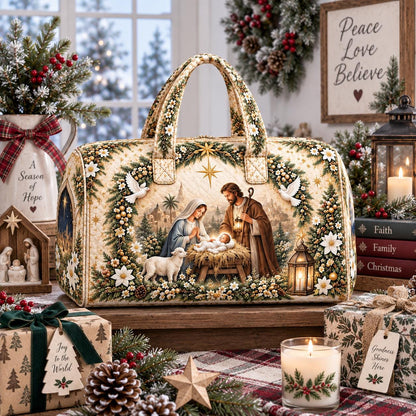 Personalized Nativity Christmas Travel Bag, Religious Duffle Bag, Custom Name Carryall, Christian Holiday Gift, Faith Family Bag, Gift 2026