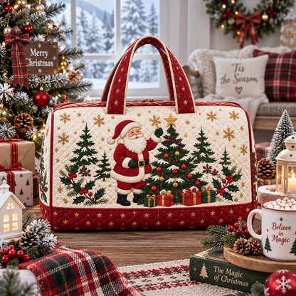 Personalized Santa Christmas Travel Bag, Holiday Duffle Bag, Custom Name Carryall, Festive Winter Travel Gift, Christmas Bag, Gift 2026